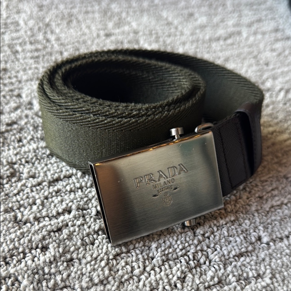Prada Olive Woven Belt
